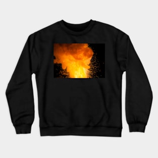 Realistic fiery explosion, orange color with sparks on a black background Crewneck Sweatshirt